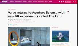 
							         Valve returns to Aperture Science with new VR experiments called ...								  
							    
