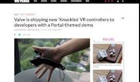 
							         Valve ships second-generation 'Knuckles' VR controllers to ...								  
							    