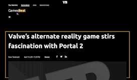 
							         Valve's alternate reality game stirs fascination with Portal 2 | VentureBeat								  
							    