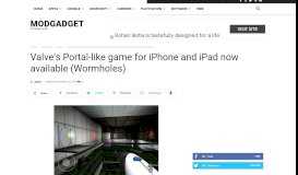 
							         Valve's Portal-like game for iPhone and iPad now available (Wormholes)								  
							    