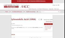 
							         Vanillylmandelic Acid (VMA) - Lab Tests Online								  
							    