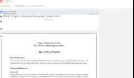 
							         VCE Unit 1 Physics - Ringwood Secondary College Portal								  
							    