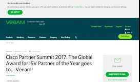 
							         Veeam wins Cisco Partner Summit Global Award for ISV Partner of the ...								  
							    