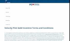 
							         Velocity Pilot Gold Incentive Terms and Conditions | FCM								  
							    