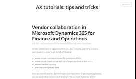 
							         Vendor collaboration in Microsoft Dynamics 365 for Finance and ...								  
							    