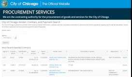 
							         Vendor, Contract and Payment Search - City Home - City of Chicago								  
							    