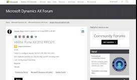 
							         Vendor Portal AX 2012 R3 CU11 - Microsoft Dynamics AX Forum ...								  
							    