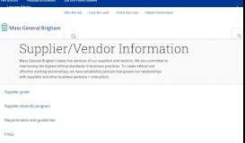 
							         Vendor / Supplier Information | About | Partners HealthCare								  
							    