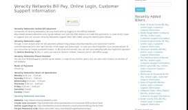 
							         Veracity Networks Bill Pay, Online Login, Customer Support Information								  
							    