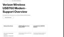 
							         Verizon Wireless USB760 Modem - Support Overview | Verizon Wireless								  
							    