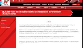 
							         VEX Robotics Team Wins Northeast Wisconsin Tournament ...								  
							    