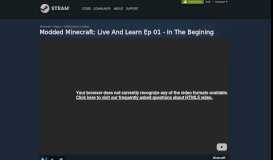 
							         Video :: Modded Minecraft: Live And Learn Ep 01 ... - Steam Community								  
							    