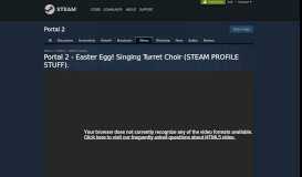 
							         Video :: Portal 2 - Easter Egg! Singing Turret ... - Steam Community								  
							    