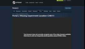 
							         Video :: Portal 2 Missing Experiment Location ... - Steam Community								  
							    