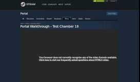 
							         Video :: Portal Walkthrough - Test Chamber 18 - Steam Community								  
							    
