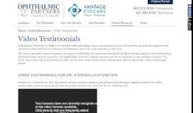 
							         Video Testimonials - OPPDoctors.com - Ophthalmic Partners								  
							    