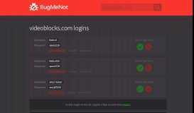 
							         videoblocks.com passwords - BugMeNot								  
							    