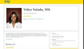 
							         Vidya Valada, MD - Internal Medicine - Reviews and CV								  
							    