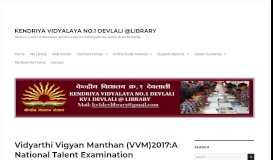 
							         Vidyarthi Vigyan Manthan (VVM)2017:A National Talent Examination ...								  
							    