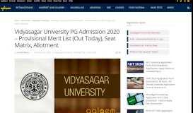 
							         Vidyasagar University PG Admission 2019 | AglaSem Admission								  
							    