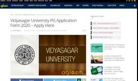 
							         Vidyasagar University PG Application Form 2019 - AglaSem Admission								  
							    