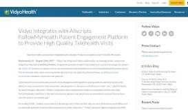 
							         Vidyo Integrates with Allscripts FollowMyHealth Patient Engagement ...								  
							    