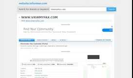 
							         viewmyfax.com at WI. Electronic Fax Customer Portal - Website Informer								  
							    