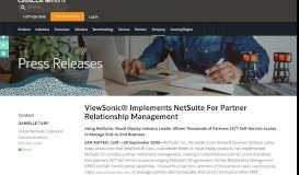 
							         ViewSonic® Implements NetSuite For Partner Relationship Management								  
							    