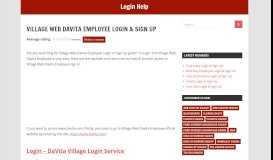 
							         Village Web Davita Employee Login & sign in guide, easy ...								  
							    