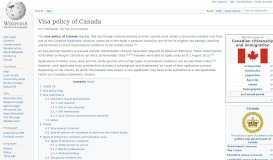 
							         Visa policy of Canada - Wikipedia								  
							    
