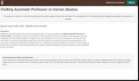 
							         Visiting Assistant Professor in Iranian Studies, Brown University								  
							    