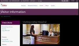 
							         Visitor Information | Valley Hospital Medical Center								  
							    