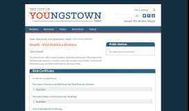 
							         Vital Statistics Division - City of Youngstown, Ohio								  
							    