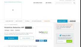 
							         Vodafone Betavine API | ProgrammableWeb								  
							    