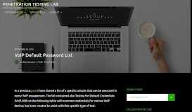 
							         VoIP Default Password List | Penetration Testing Lab								  
							    