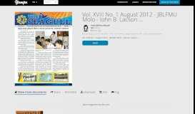 
							         Vol. XVIII No. 1 August 2012 - JBLFMU Molo - John B. Lacson ...								  
							    
