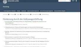 
							         VolkswagenStiftung - Universität zu Köln								  
							    