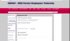 
							         VSSC Pensioners' Portal - ISROfef - ISRO Former Employees' Fraternity								  
							    