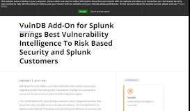 
							         VulnDB Add-On for Splunk Brings Best ... - Risk Based Security								  
							    