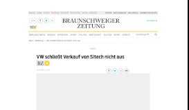 
							         VW schließt Verkauf von Sitech nicht aus - Wolfsburg ...								  
							    