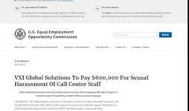 
							         VXI Global Solutions To Pay $600,000 For Sexual Harassment Of ...								  
							    