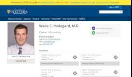 
							         Wade C. Hedegard, M.D. - University of Rochester Medical Center								  
							    