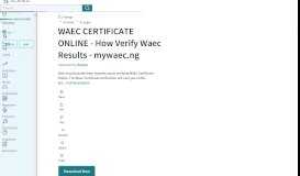 
							         WAEC CERTIFICATE ONLINE - How Verify Waec Results - mywaec ...								  
							    