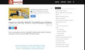 
							         Waec Certificate Verification - Confirm Waec Certificates Online - Awajis								  
							    