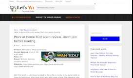 
							         WAH EDU Reviews, Work Home Edu Scam. Don't join before ...								  
							    