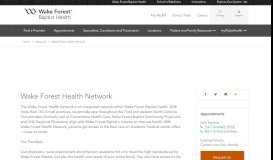 
							         Wake Forest Health Network | Wake Forest Baptist Health								  
							    