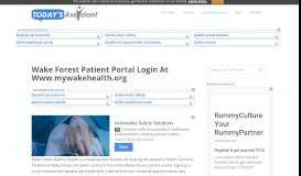 
							         Wake Forest Patient Portal Login at www.mywakehealth.org | Today's ...								  
							    