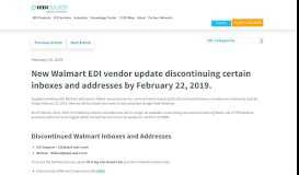 
							         Walmart EDI Vendor Update - New Inboxes, Addresses, Processes								  
							    