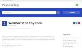 
							         Walmart One Pay stub | Paystub & Taxes								  
							    