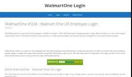 
							         Walmart One UK Employee Login - ASDA Walmartone								  
							    